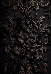 Patterns on the wall in black colors. AI Generated