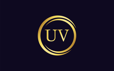 Initial Letter UV Linked Logo for business and company identity. Modern Latter UV Logo Vector Template with modern trendy golden logo