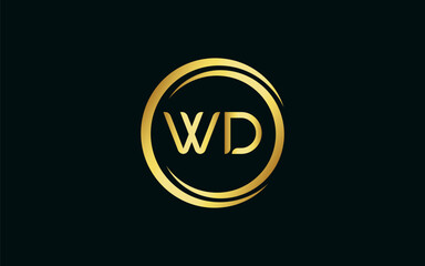 Initial Letter WD Linked Logo for business and company identity. Modern Letter WF Logo Vector Template with modern trendy golden logo