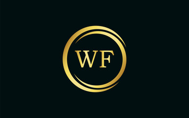 Fototapeta na wymiar Initial Letter WF Linked Logo for business and company identity. Modern Letter WF Logo Vector Template with modern trendy golden logo