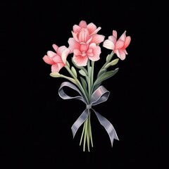 Obraz premium Gladiolus Bouquet Flowers on a Black Background.
