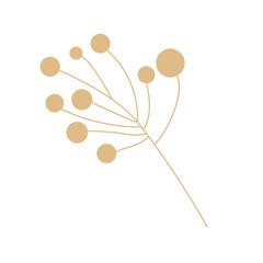 Vector stock illustration of gypsophila isolated on white background. Cream branch of dry grass. Soft beige color. Template for a wedding card. Vector illustration in flat style.