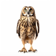 Naklejka premium Short-eared owl bird isolated on white background.