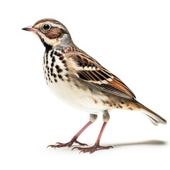 Vesper sparrow bird isolated on white background.