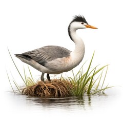 Western grebe bird isolated on white background.