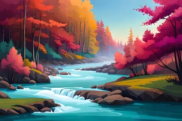 Take a trip using your eyes and be very amazed by how pretty nature is. This trip will help you see stunning pictures of nature in a special way. Illustration, AI Generated