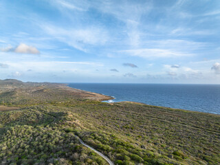 Picturesque aerial  view over the scenery on an island in the Caribbean