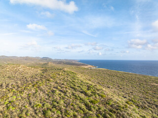 Fototapeta na wymiar Picturesque aerial view over the scenery on an island in the Caribbean