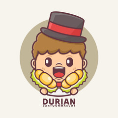 cartoon mascot with durian. vector illustrations with outline style