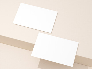 Realistic floating business branding cards template mockup with shadows