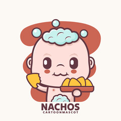 cute cartoon baby with nachos