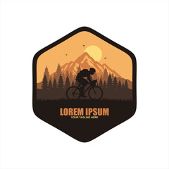 vintage modern Illustration of cyclists in silhouette