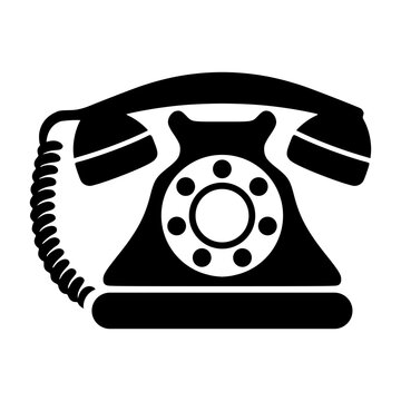 Vintage telephone vector icon silhouette illustration