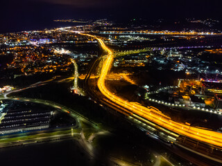 Fototapeta na wymiar A view of nighttime Sochi from the air. High quality photo