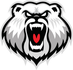Angry bear head mascot,Bear logo template vector.  Vector illustration