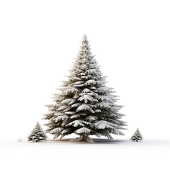 Obraz premium Christmas tree decorated with Christmas balls and gifts under it, on a white background