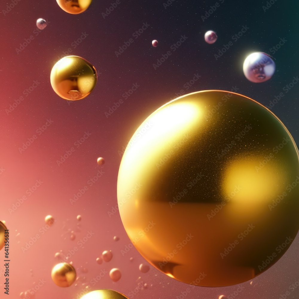 Poster 3d glassy golden colored sphere shapes, minimal concept background. ideal for luxurious and scientif