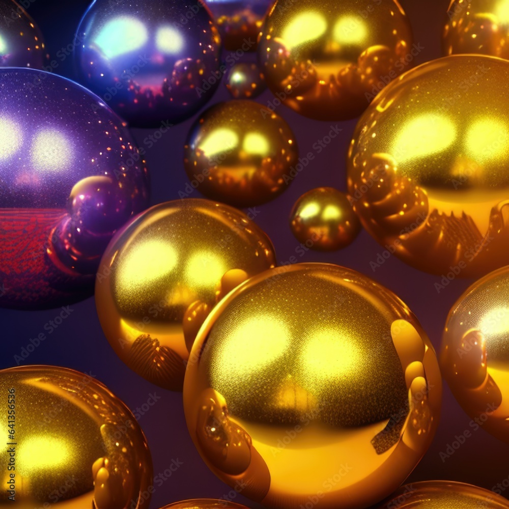 Poster 3d glassy golden colored sphere shapes, minimal concept background. ideal for luxurious and scientif