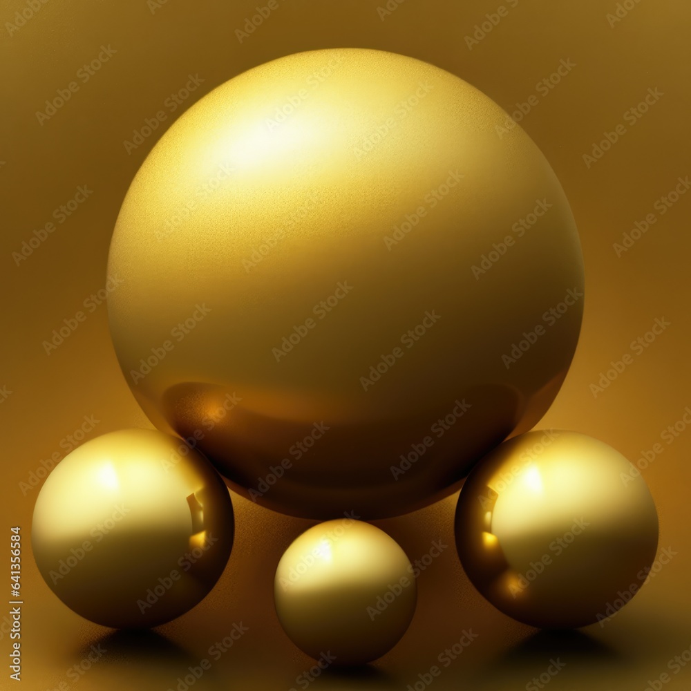 Poster 3d glassy golden colored sphere shapes, minimal concept background. ideal for luxurious and scientif