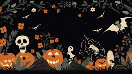 Festive Halloween Party Border Design, generative AI