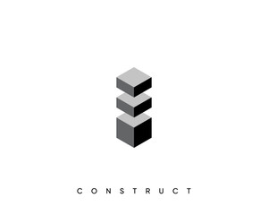 Fototapeta na wymiar Construct logo. Modern construction, architecture, planning and structure vector design symbol.