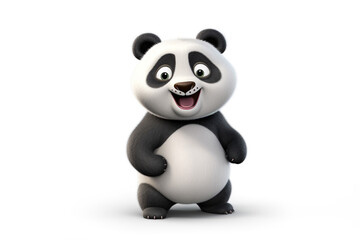a happy panda on a white background. 3D render, illustration. 