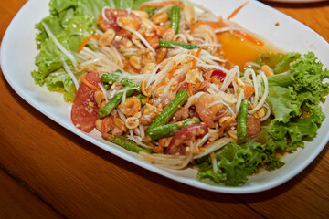 Close-up of papaya salad on plate