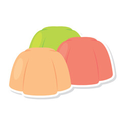 Isolated sticker of a group of marshmallow icons Vector