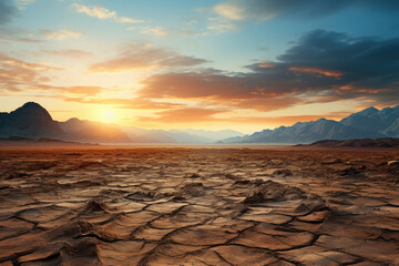 The middle of a barren field with soil in Saudi Arabia, ai generated.