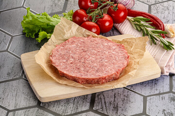 Raw beef uncooked burger cutlet