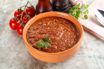 Spanish traditional gazpacho tomato soup