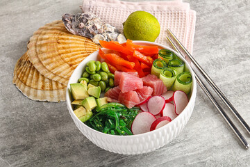 Hawaiian cuisine - poke with tuna and rice