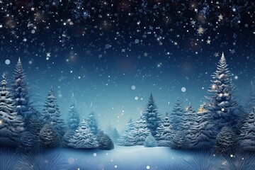 christmas tree in snow, holiday card background