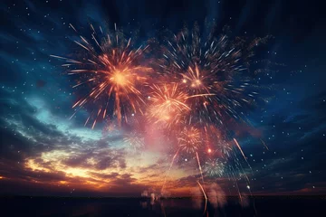 Foto op Aluminium fireworks in the night sky, festival celebration © Ruth