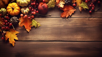 Naklejka na ściany i meble Thanksgiving Autumn Background border, generative AI