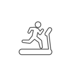 Fototapeta na wymiar Man running on treadmill icon. Simple outline style. Run, runner, gym equipment, fitness, exercise machine, sport concept. Thin line symbol. Vector isolated on white background. Editable stroke SVG.