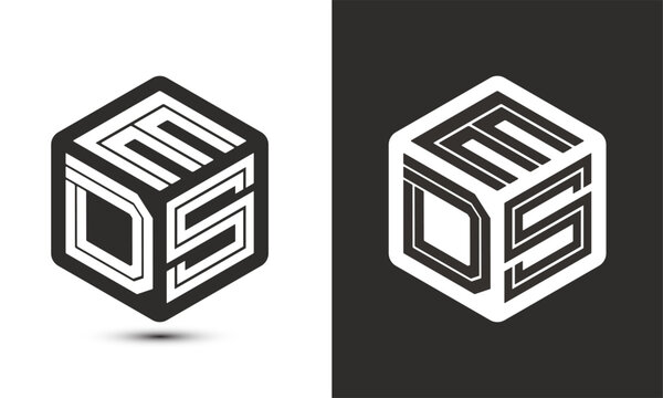 EDS letter logo design with illustrator cube logo, vector logo modern alphabet font overlap style.