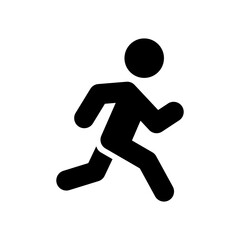 Run icon. Simple solid style. Running man, person, active, action, runner, athlete, sprint, fast, people, sport concept. Black silhouette, glyph symbol. Vector isolated on white background. SVG.