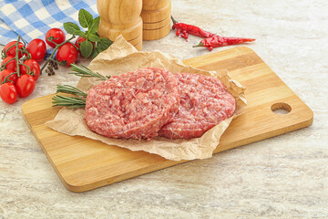 Raw pork cutlet for burger