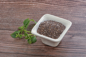 Dietary chia seeds in the bowl