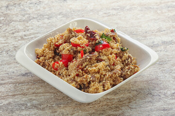 Arabic cous cous with meat and tomato