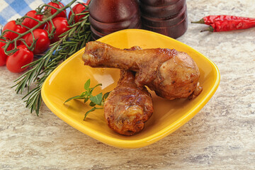 Roasted chicken legs with spicy sauce