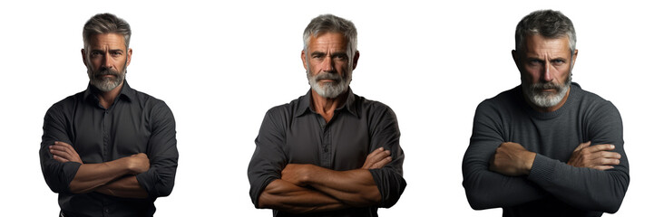 Fototapeta premium Cross armed man in isolation on transparent background