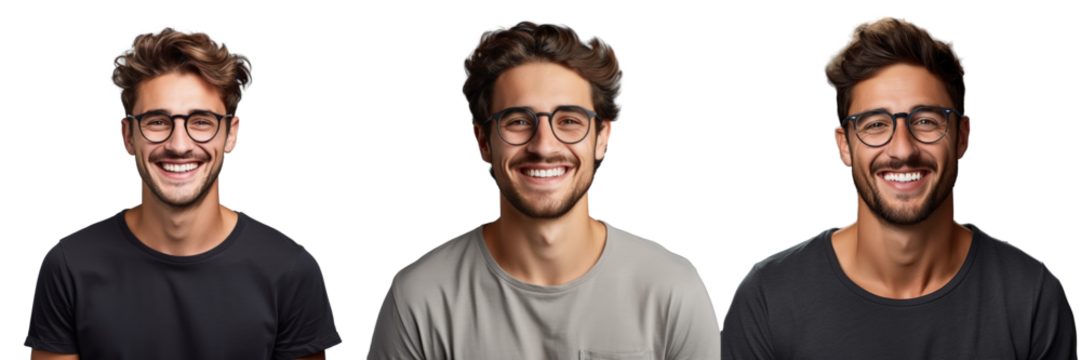 Smiling young man with glasses shows good treatment result