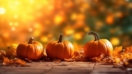 Vibrant Autumn Pumpkins in Halloween Ambiance - obrazy, fototapety, plakaty