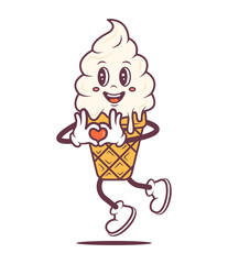 Ice cream cartoon character concept. Cute illustration isolated on a white background
