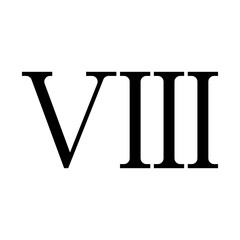 Roman numeral number 8 icon symbol