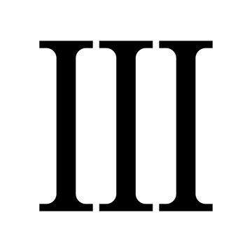 Roman numeral number 3 icon symbol