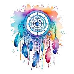 Watercolor rainbow art. Illustration, clipart, design element on a white background. AI generated