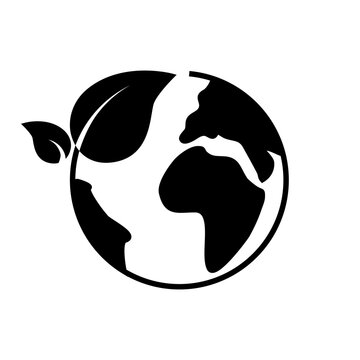 Earth and leaf black icon on white
